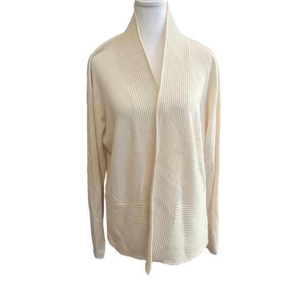 Eileen Fisher Sweaters - Eileen Fisher Long Cardigan Open-Front Long Sleeves Merino Wool Ivory Size XL